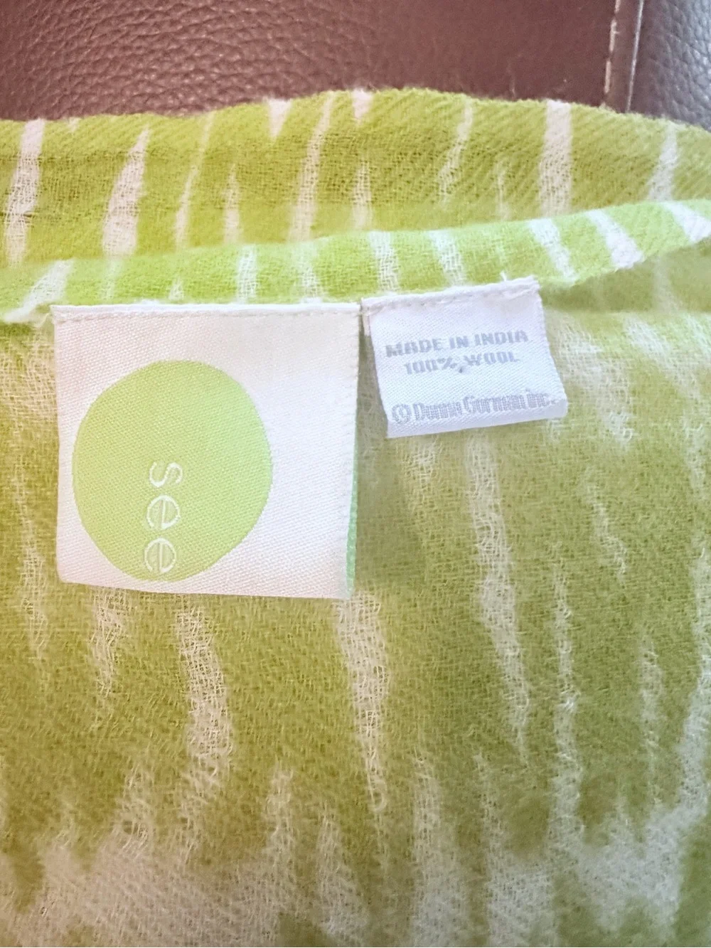 Light Green Patterned Lightweight Wool Women's Scarf